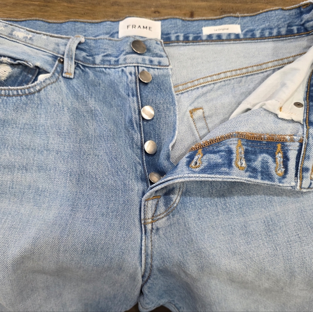 Frame Denim Le Original Distressd Light Blue Jeans - Picture 5 of 9